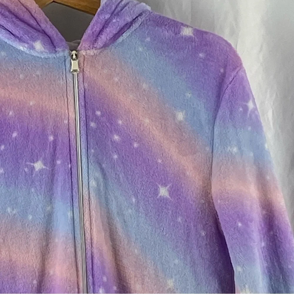 Girl Colorful Unicorn Starry Hooded Onesie Size Medium 7-8